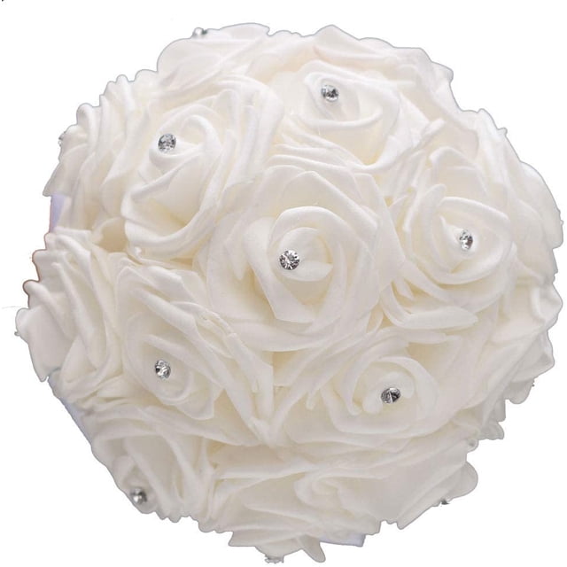Ramo de novia artificial blanco, ramo de novia, flores de boda, ramo de novia, artificial JFHHH pequeña