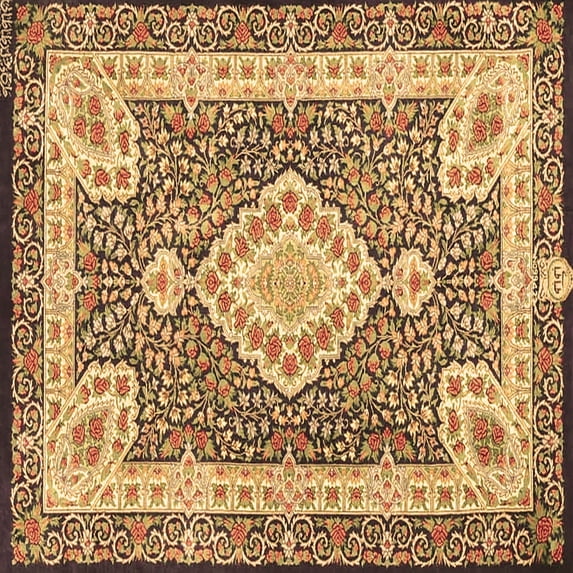 Ahgly Company Indoor Square Medallion Brown Traditional Area Rugs, 3' Square
