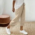 thumbnail image 5 of Axiiglly Cotton Linen Capri Pants for Women Drawstring Elastic Waist Relaxed Fit Summer Holiday Travel Lounge Capris, S-3XL, 5 of 9
