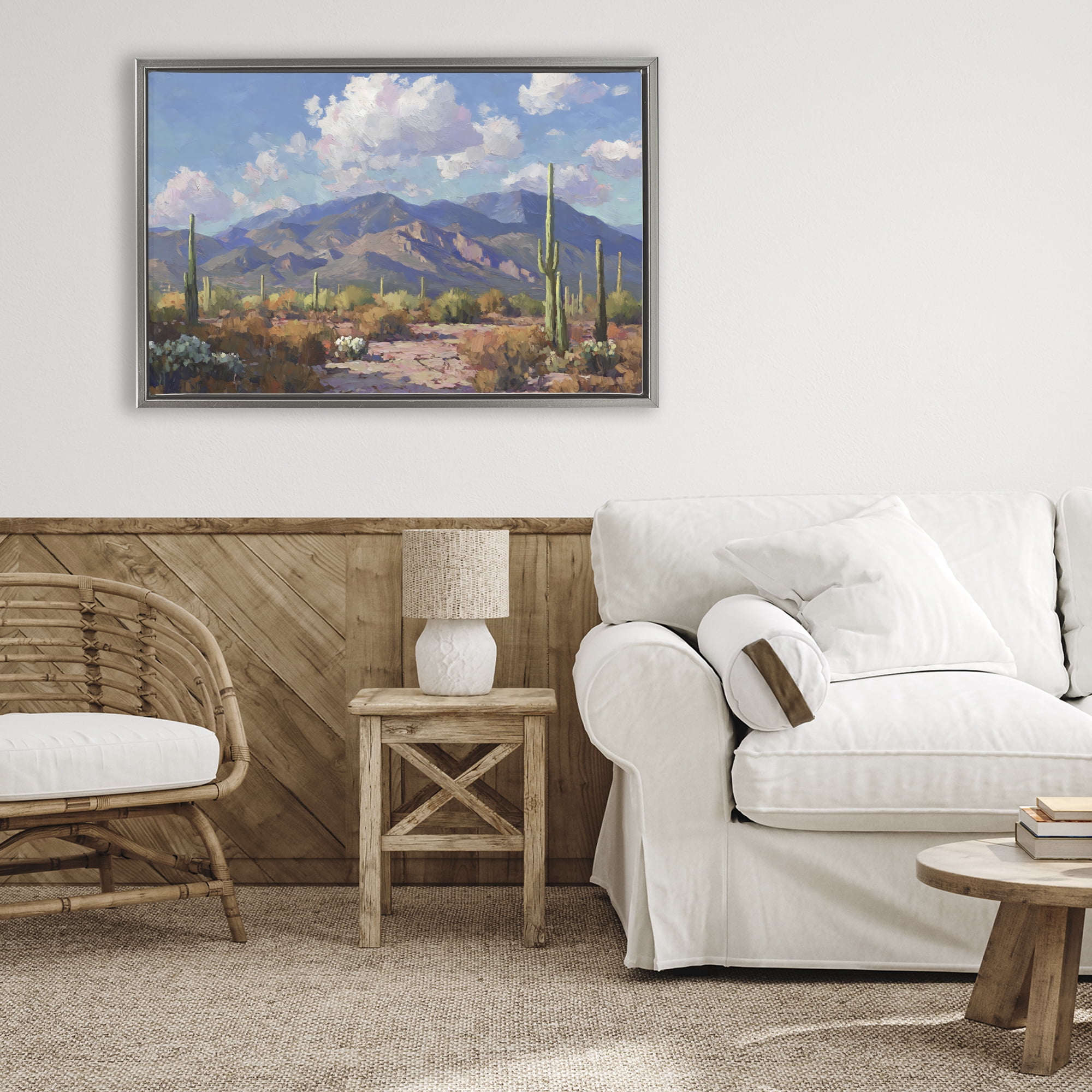 Stupell Industries Desert Mountains at Sunset Glow Gray Framed Floater Canvas Wall Art, design by Gina Kelly