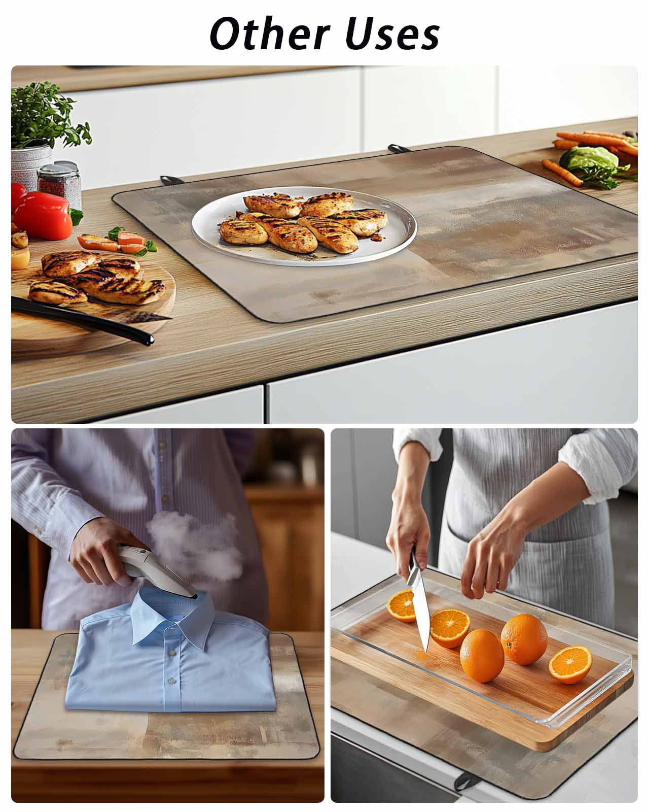 Stove Top Covers for Electric Stove, Brown Glass Stovetop Cover Protector, Oil Painting Abstract Art Contemporary Induction Cooktop Protector Oven Mat for Kitchen Countertop 24"x21"
