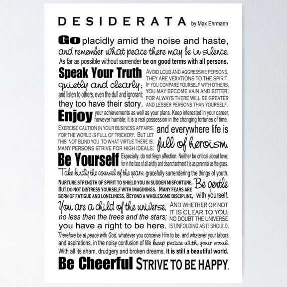 Desiderata - Black And White Poster- Unframed Poster | Wall Art | Perfect For Home Decor & Gifts, 8x12
