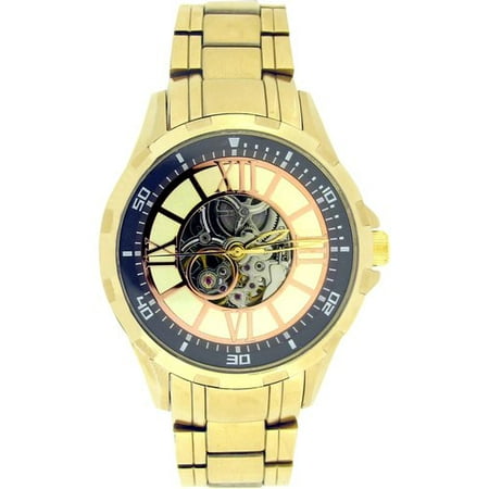 Elgin Men's Full Automatic Watch with Rose Arabic Dial, Goldtone
