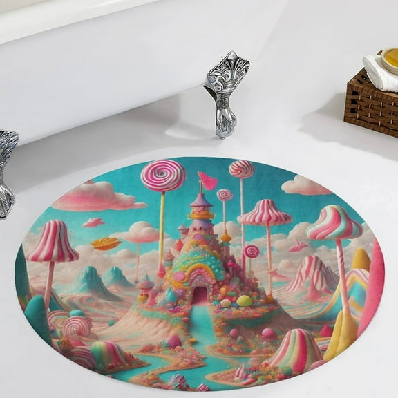 Sky Candy Land Round Carpet Circle Rug Outdoor Patio Area Rug Washable Large Area Rugs Hallway Room Decor Fitness Mats