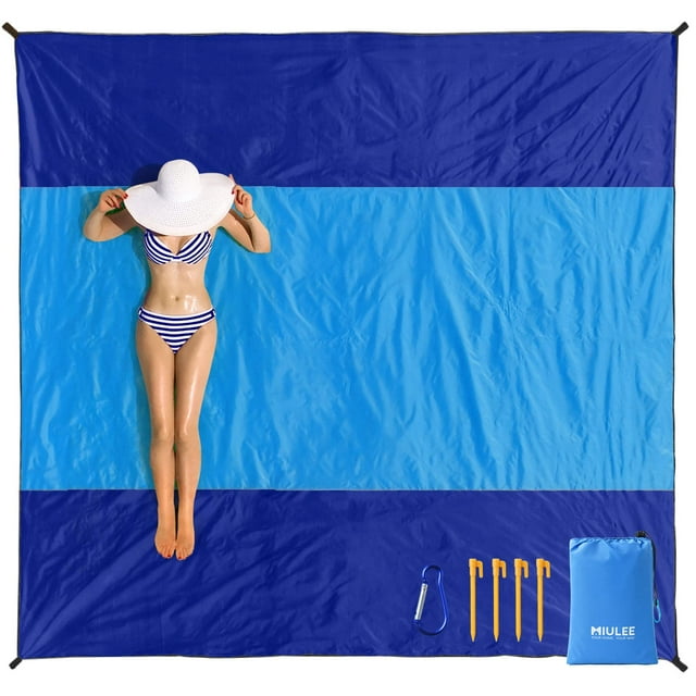 Manta de playa MIULEE 198 x 208 cm impermeable a prueba de arena azul