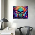 thumbnail image 4 of Autua Skull Psychedelic Digital Art Canvas Wall Decor Print 20x16in, 4 of 6