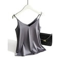 thumbnail image 2 of YMTQ 2024 Spaghetti Strap Top Women Halter V Neck Basic White Cami Sleeveless Satin Silk Tank Tops Women'S Summer Camisole, 2 of 6