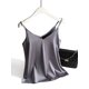 thumbnail image 2 of AOSSVIAO 2024 Top con tirantes finos para mujer Halter cuello en V camisola blanca básica sin mangas satén camisetas sin mangas de seda camisola de verano para mujer, 2 of 5