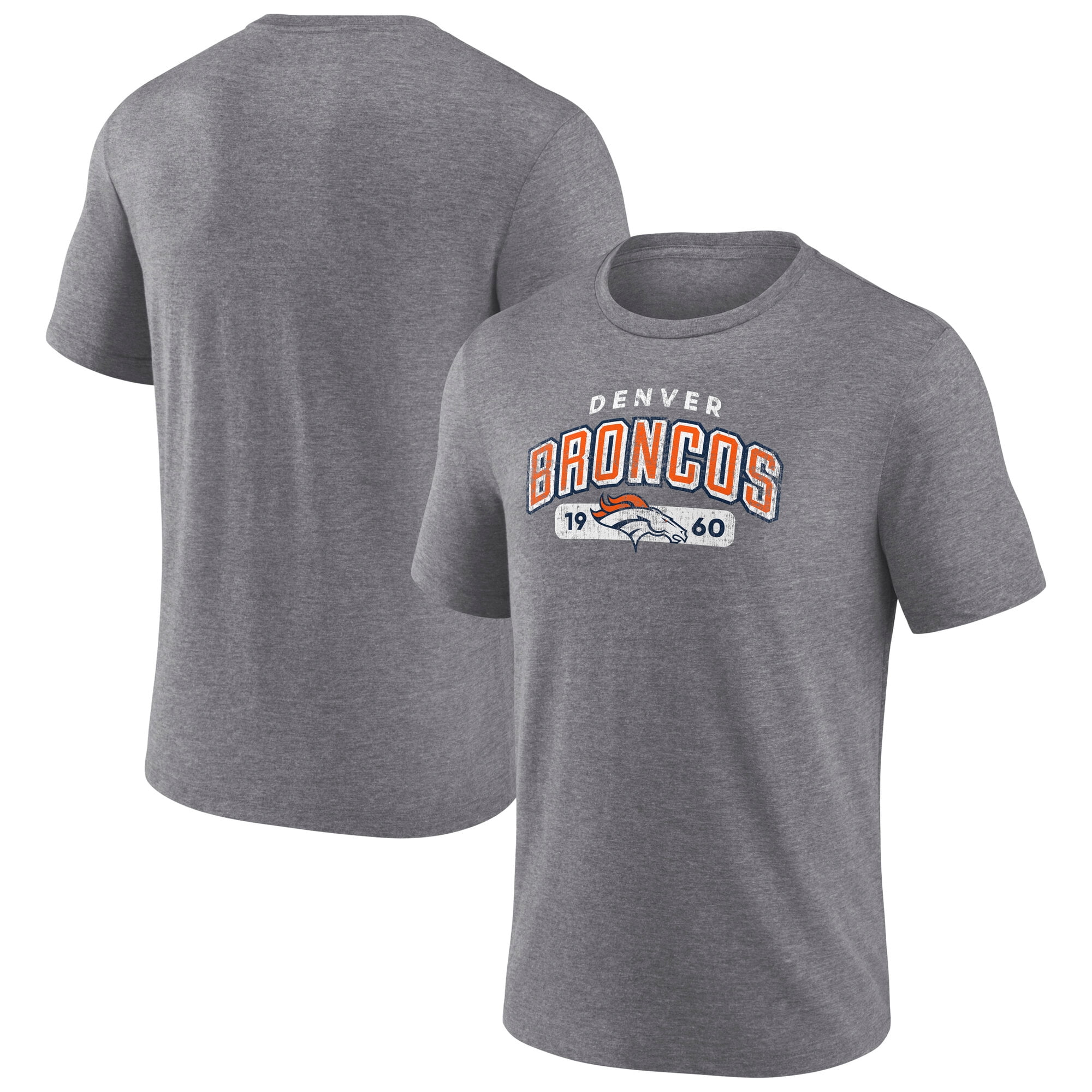 Men's Fanatics Heather Gray Denver Broncos Tri-Blend Go Ahead T-Shirt