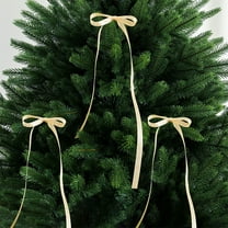 EWASWON 12 Pack Rose Gold Christmas Bows - Polyester Holiday Tree Decorations, Reusable Festive Ornaments for Christmas Tree Branches