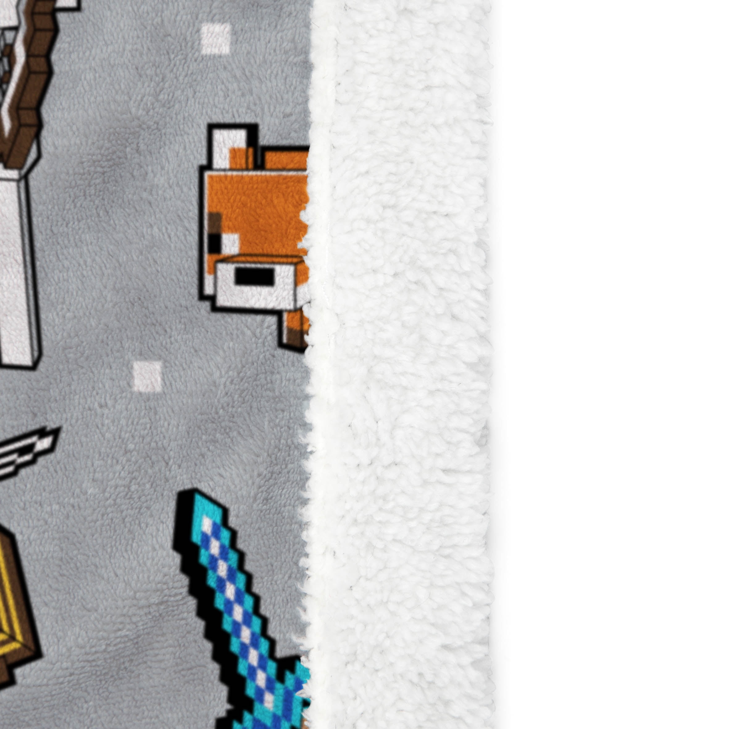 Minecraft Silk Touch Blanket with Sherpa Fleece Back, 50" x 70"