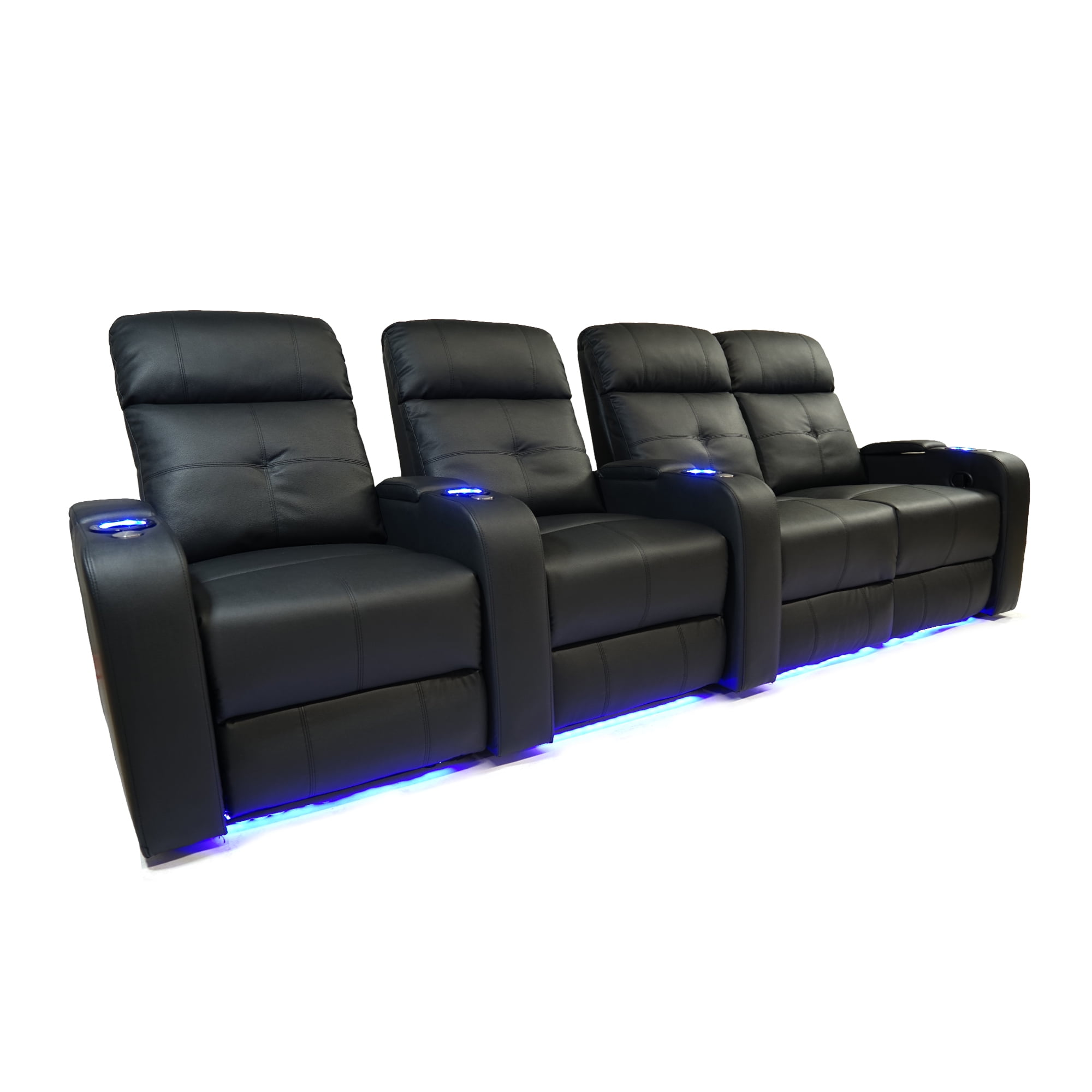 Valencia Verona Top Grain Leather LED Power Home Theatre Seating Row of