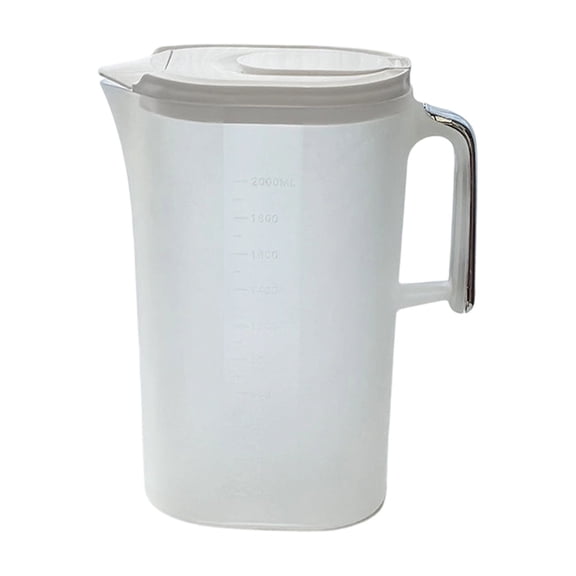 Water Pitcher Jug Plastic Straining Gallon Pitcher with Lid and Handle for Cold Water Ice Tea Juice Beer White