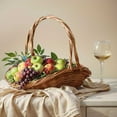 thumbnail image 4 of TOPRenddon Multipurpose Woven Basket Decoration Large Woven Picnic Fruits Bathroom，Rattan Basket with Handle Multipurpose Woven Basket Decoration Large Woven Harvest Basket, 4 of 7