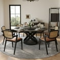 thumbnail image 6 of POVISON 59"Modern Black Round Dining Table for 6 with Lazy Susan, Matte Sintered Stone Tabletop, Black X Carbon Steel Base, 6 of 11