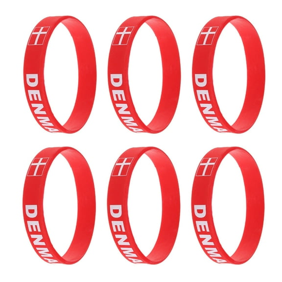 NICEXMAS 6Pcs Red Silicone Wristband Country Bracelet for Decorating and Sports