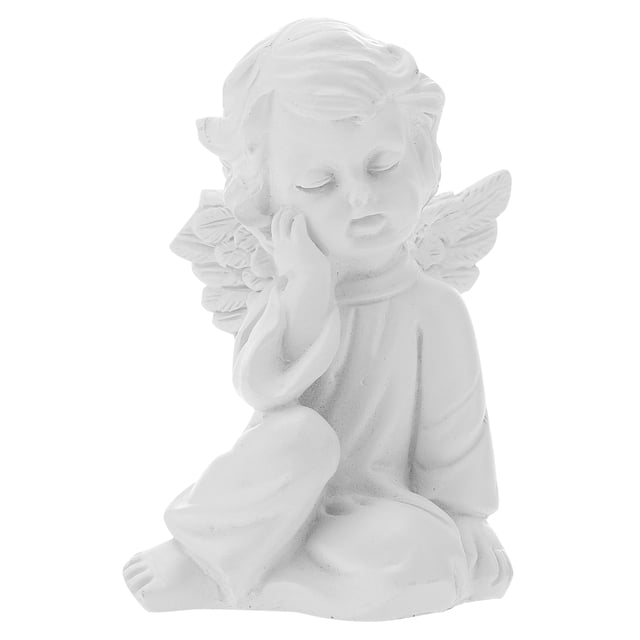 EeaseMX Figura de ángel blanco, adorable querubín, ángel decorativo, estatua, escultura de ángel de resina
