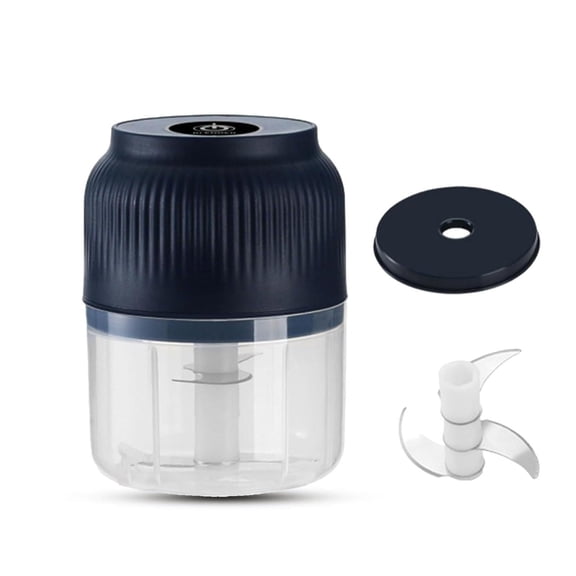 Household Electric Garlic Crusher, Mini One-Touch Chopper with Stainless Steel Blade, Portable Food Processor for Garlic Onion