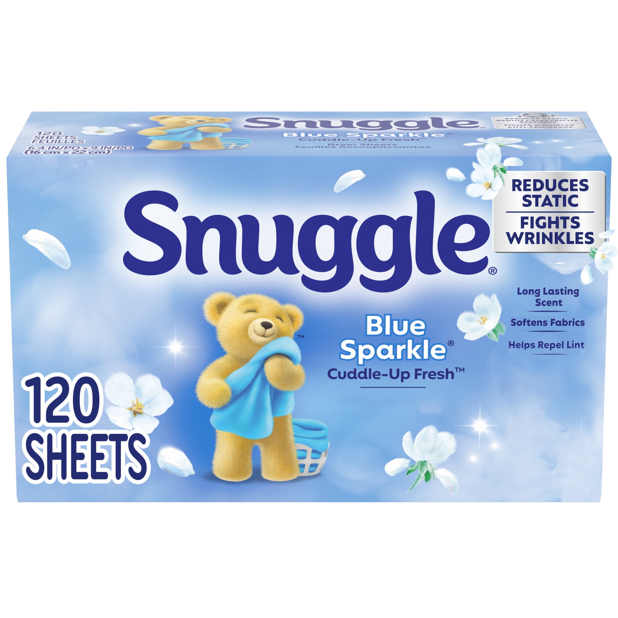 (2 pack) Snuggle Blue Sparkle Cuddle Up Fresh Dryer Sheets, 120 Count