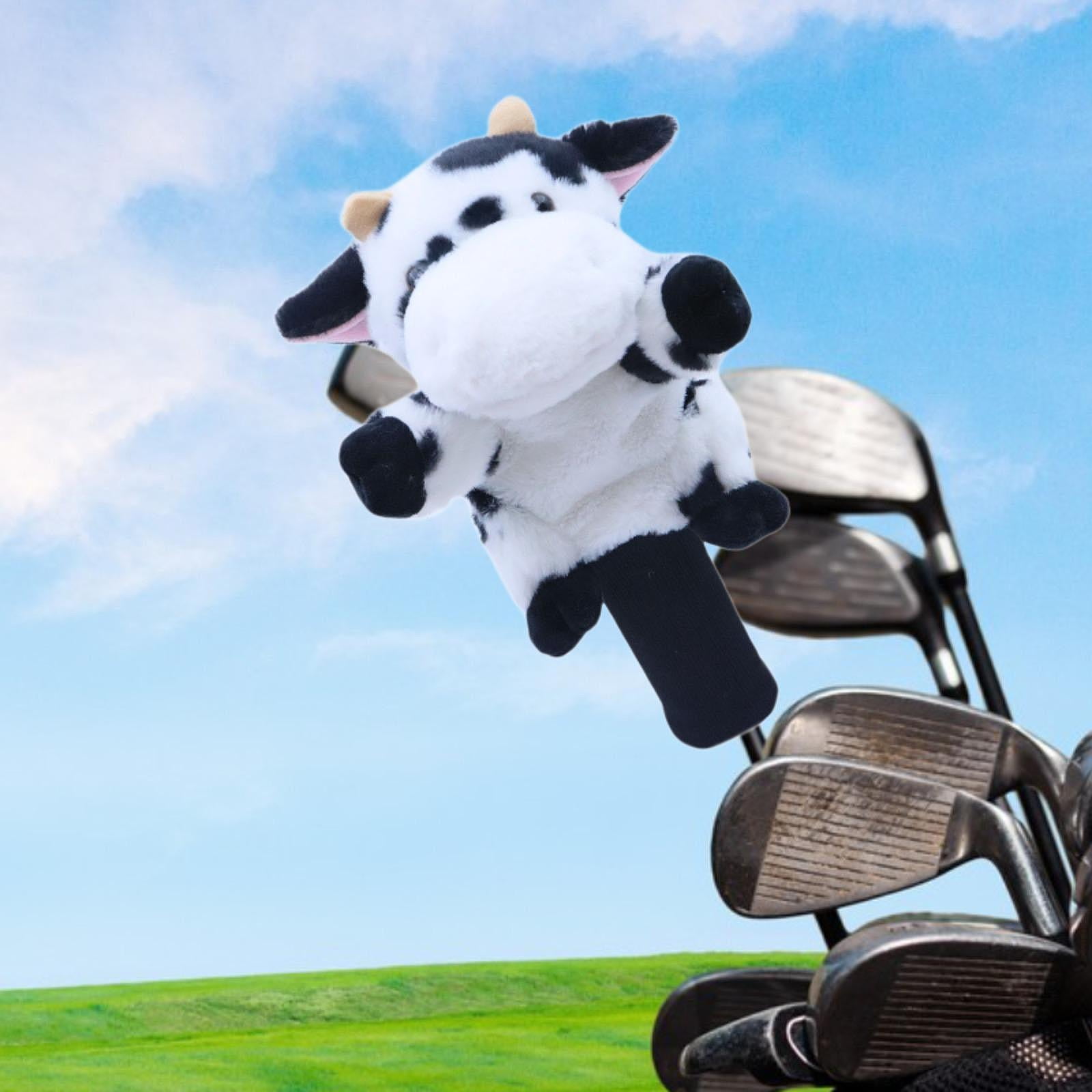funtasica Soft Plush Animal Golf Club Driver Headcover Sleeve, Cartoon Golfer Gift, Lightweight Golf Cue Protect Case Guard Protector , Cow
