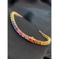 thumbnail image 3 of 14k Rainbow Sapphire Bracelet,Multi-Color Sapphire Tennis Bracelet,Natural Sapphire Round Rainbow Tennis Bracelet, 3 of 4
