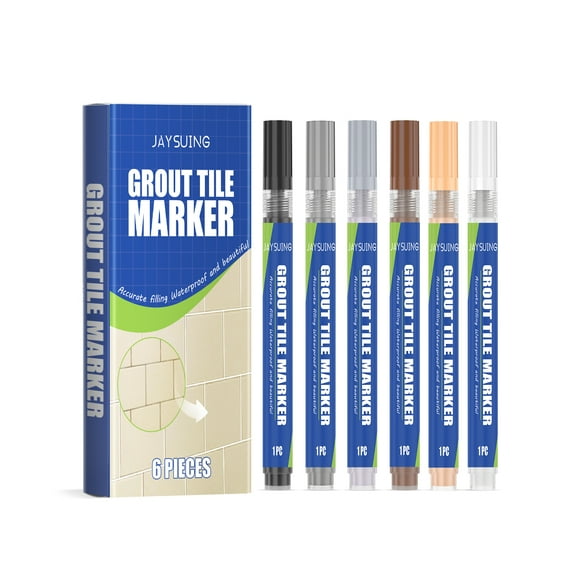 6-Pack Multi-Color Tile Grout Pen - Easy Gap Filler for Bathroom & Kitchen