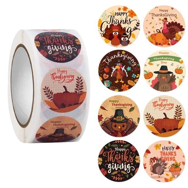 Less Than 5 Stickers 500 Thanksgiving Thanksgiving Gift Sealing Stickers with Self Adhesive Label