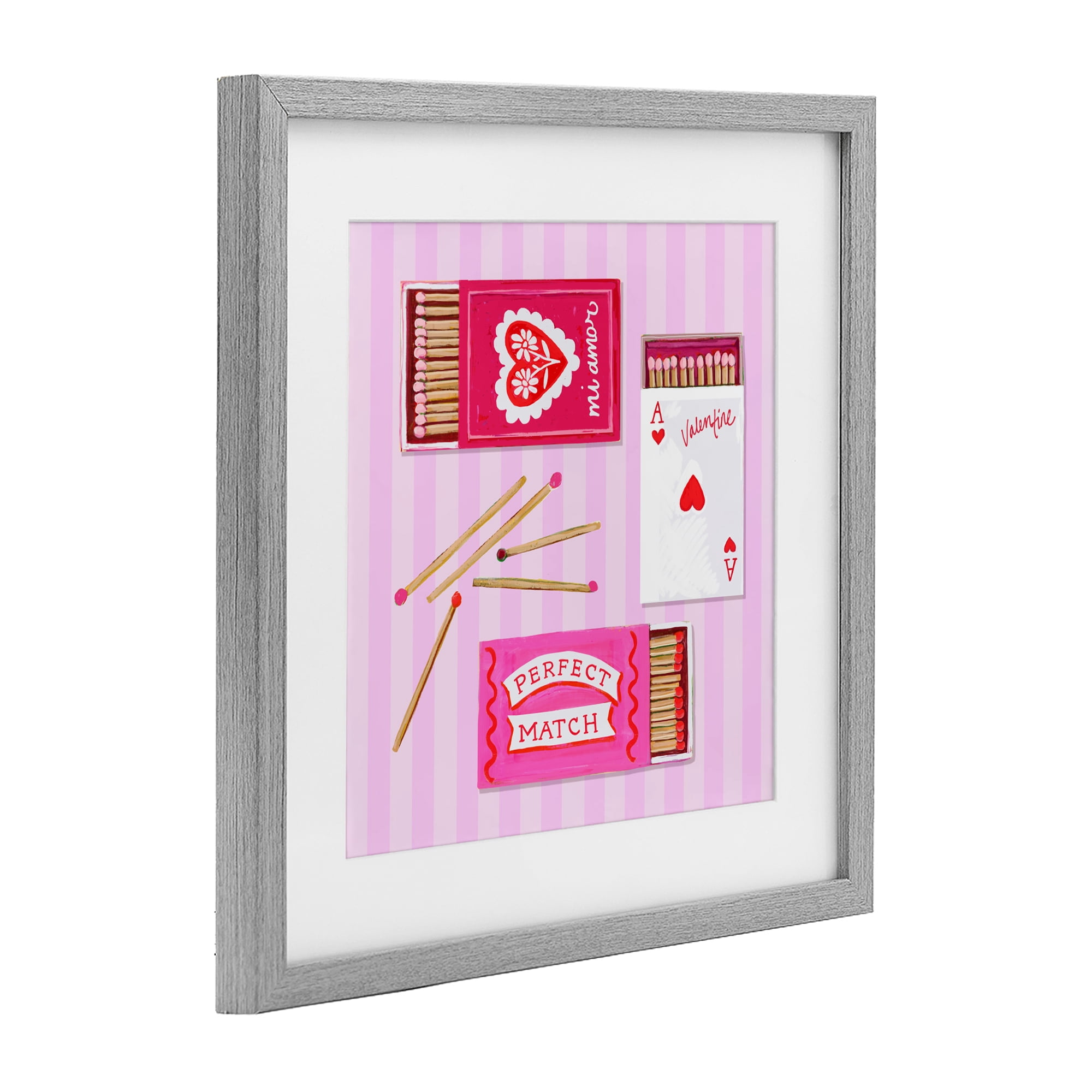 Stupell Industries Romantic Valentine's Matchboxes Gray Framed Print Under Glass, design by Rachael Reese