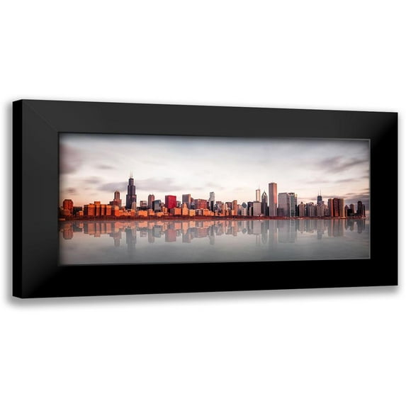 Kopczynski, Marcin 24x13 Black Modern Framed Museum Art Print Titled - Sunrise at Chicago