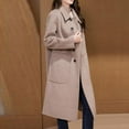 thumbnail image 6 of Women's Long Trench Coat Single Breasted Lapel Collar Wool Blend Jacket with Pockets Winter Casual Overcoat (XL, Khaki), 6 of 6