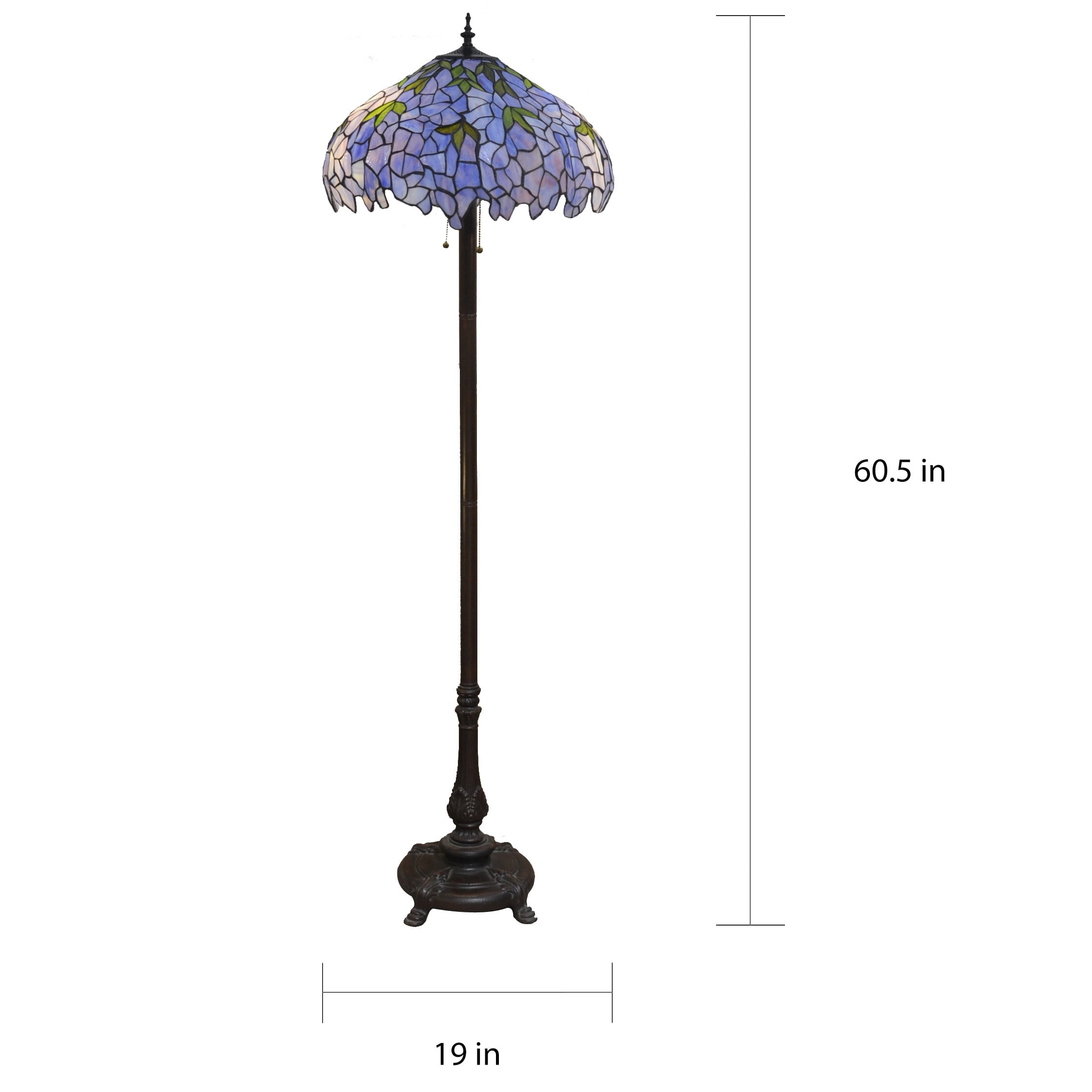 Warehouse of Tiffany Indigo 2-Light Tiffany-style Floor Lamp with Glass Glass Blue Patterned Shade