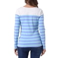 thumbnail image 3 of BLUSA CHIC PARA MUJER INSPIRE, TIRA A RAYAS, BLOQUE DE COLOR, MANGA LARGA, CAMISETA CASUAL, TAMAÑO M, AZUL CLARO Y OSCURO, 3 of 6