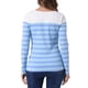 thumbnail image 3 of BLUSA CHIC PARA MUJER INSPIRE, TIRA A RAYAS, BLOQUE DE COLOR, MANGA LARGA, CAMISETA CASUAL, TAMAÑO M, AZUL CLARO Y OSCURO, 3 of 6