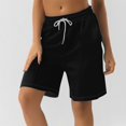 thumbnail image 2 of Womens  Shorts Drawstring Waist Long Yoga Shorts Casual Loose Athletic Gym Shorts with Pockets black Small, 2 of 5