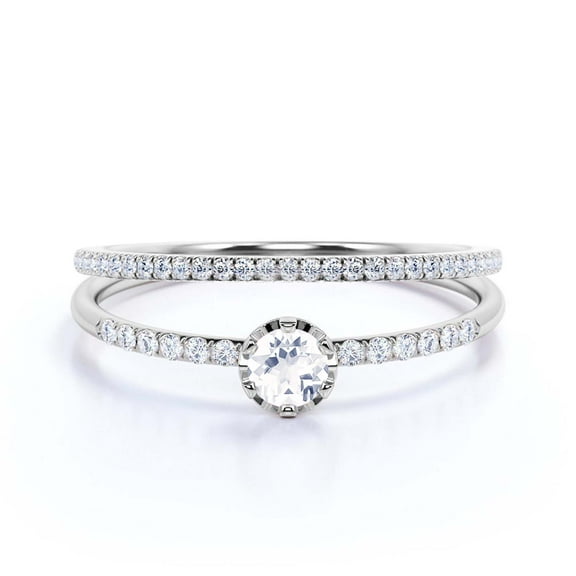 Dazzling Minimalist 1.05 Carat Round Cut Diamond Moissanite Affordable Engagement Ring, Wedding Ring in 925 Sterling Silver With 18k White Gold Plating, Gift For Her, Bridal Set, Matching Band