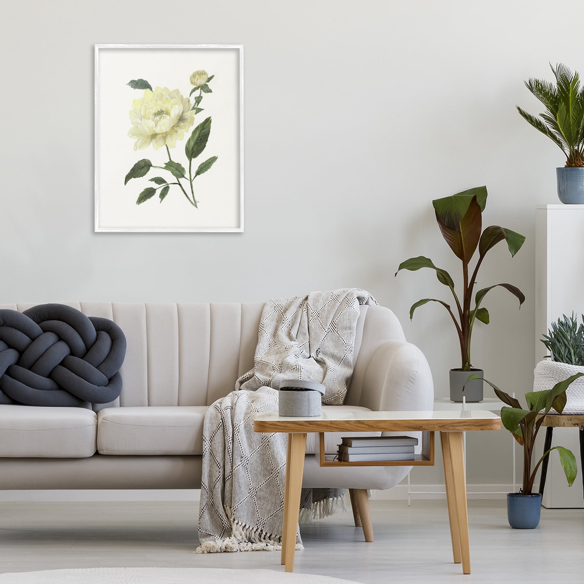 Stupell Industries Cream Garden Peony with Buds White Framed Giclee Art, design by Nan