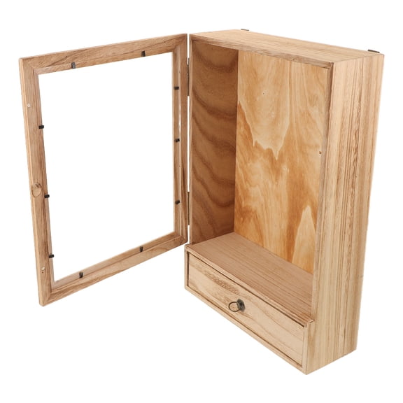 Raindrops Wood Display Case Shadow Box for Butterfly and Dried Flower Decor with Clear Window