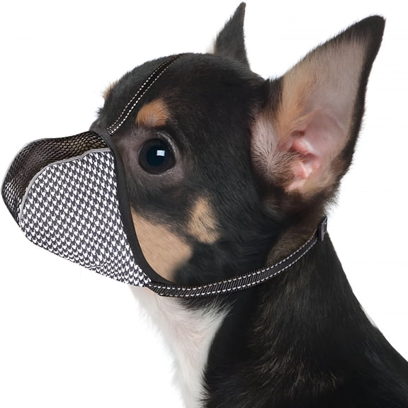 GASTROPOD Soft Air Mesh Dog Muzzle for Extra Small Dogs, Breathable Anti-Biting Barking Mouth Guard, Adjustable Reflective Pet Cover for Grooming Scavenging, Black XS