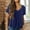 #0290-Navy, variant on Women's Casual Round Neck Basic Pleated Tops Short Sleeve Loose Fit Curved Back Summer Blouses Tshirts
