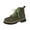 Green, variant on Brown Women'S Casual Mid Calf Boots Round Toe Chunky Heel Thick Sole Lace Up Fashion Combat Boots Vintage Retro Style Comfortable Walking Shoes 1.64 Lb