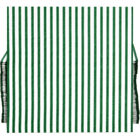Gift Boutique 100 Pcs Green & White Stripe Napkins