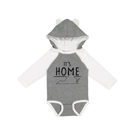 

Inktastic It s Home- State of Virginia Outline Distressed Text Gift Baby Boy or Baby Girl Long Sleeve Bodysuit