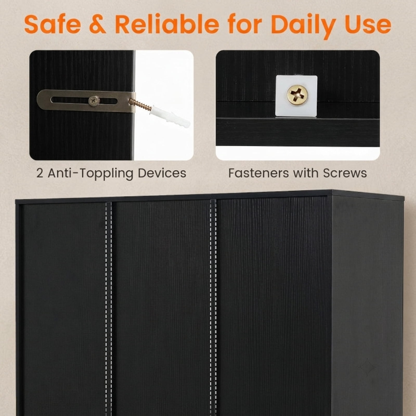 Furnibear 8-Cube Bookcase with Raised Support Legs and 2 Anti-Tipping Kits Freestanding Wood Storage for Study and Living Room, Rustic Brown