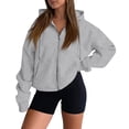thumbnail image 3 of Nestiefly Women's Zip Up Y2K Hoodies 2026 Fall Fashion Long Sleeve Hooded Sweatshirts Casual Jacket Winter Clothes Gray L, 3 of 5