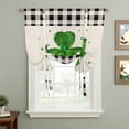 thumbnail image 2 of St. Patrick's Day Tie Up Curtains for Windows, Balloon Window Shades, Lucky Shamrock Love Black White Plaid Linen Kitchen Window Treatments Roll Up Curtain for Basement/Nursery 52"x45", 2 of 8
