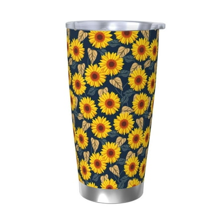 

Logiee Sunflowers Print 20OZ Car Cup with Lid Stainless Steel Vacuum Insulated Double Wall Travel Tumbler Durable Insulated Coffee Mug Thermal Cup with Straw-Without Straw