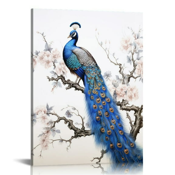 COMIO Peacock Wall Art Watercolor Peacock Pictures Wall Decor Aesthetic Peacock Canvas Prints Framed Modern Painting Artwork Home Office Decorations For Kitchen Bedroom Living Room Framed