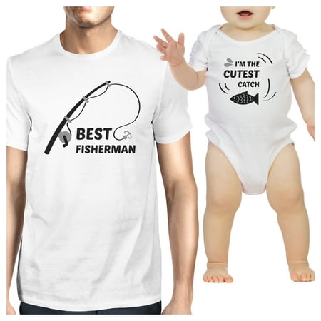 Best Fisherman Cutest Catch Dad and Baby Funny Matching Tee