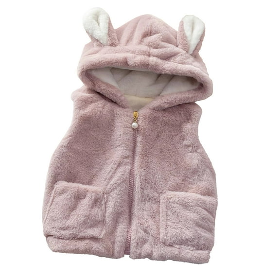 Fozruso Jacket Casual 18-24 Months, Boys Girls Thicken Vest Cute Hood Sleeveless Jacket Windproof Warm Coat Outerwear Gray