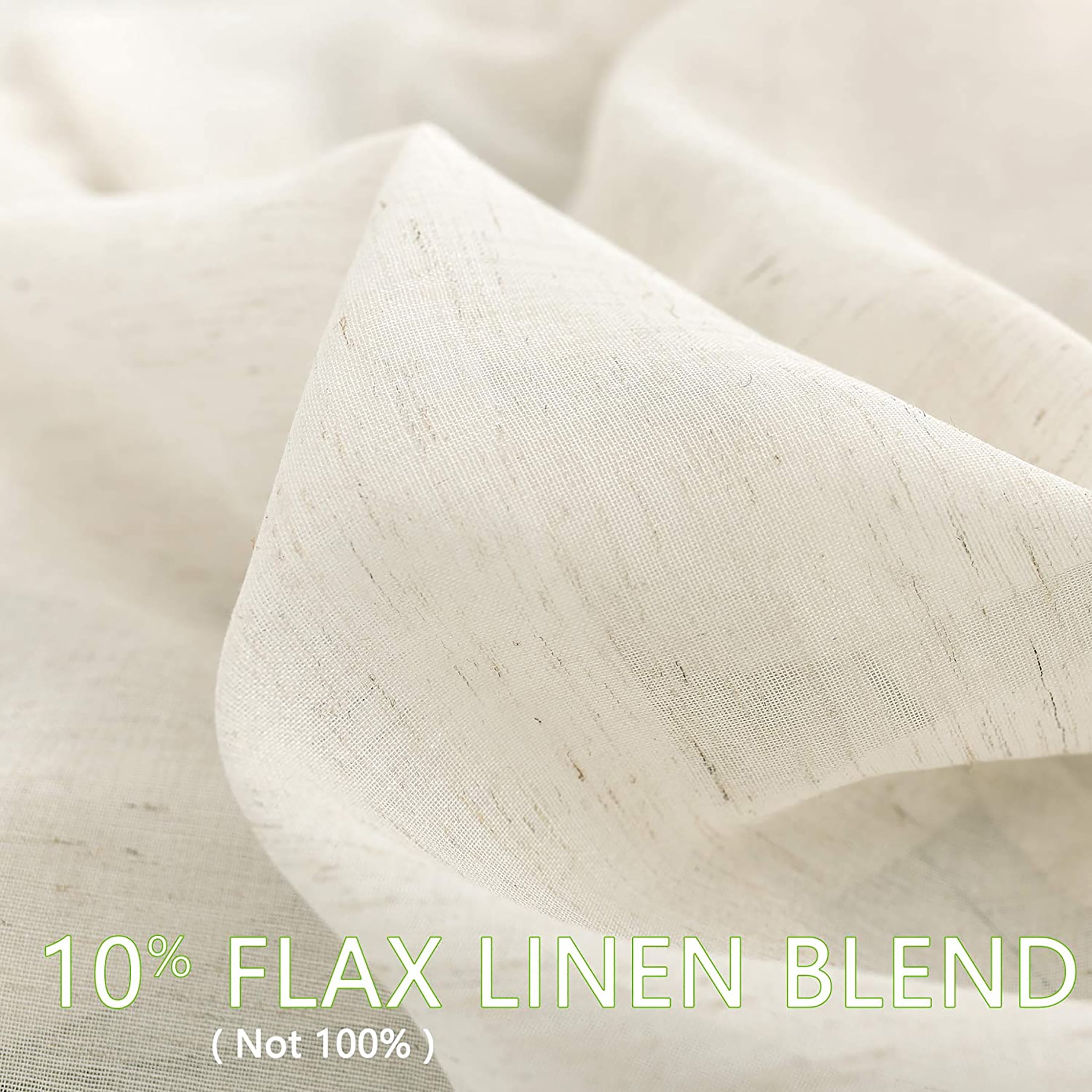 Decoultimatex Falx Linen Sheer Window Curtain Panels for Living Room Vintage Linen Sheer Curtain, Natural, Rod Pocket, 52"x108"x2